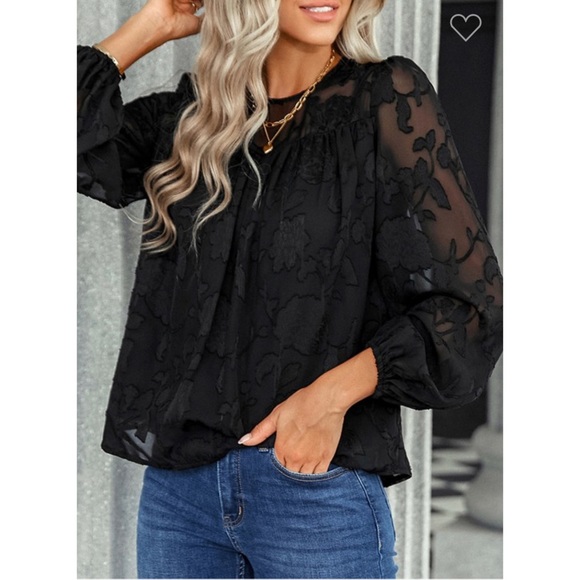 Black Floral Modern Lace Chic Blouse - Picture 3 of 8